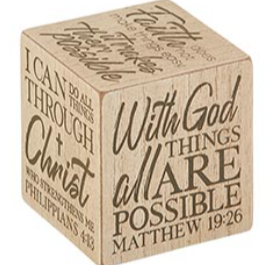 With God Wood Large Quote Cube